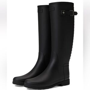 HUNTER Creeper Matte Black label tall boots classic timeless capsule chic